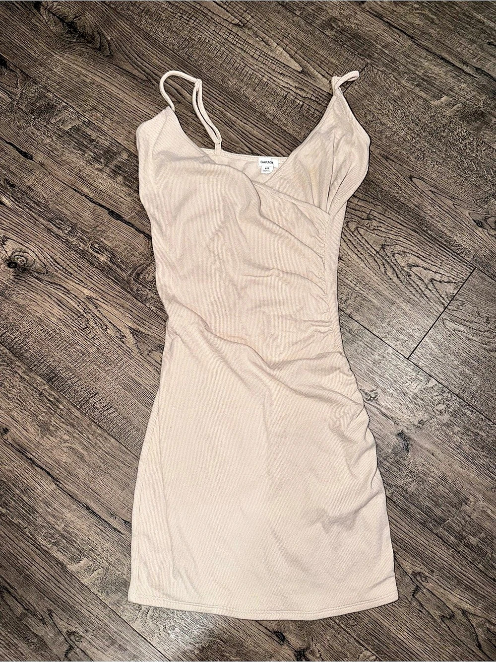 Garage Ruched Mini Dress Biege S